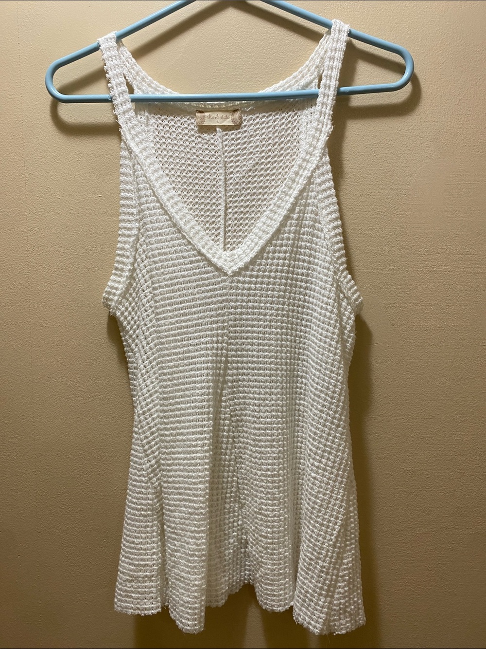 Altar'd State White Open-Knit V-Neck Textured Tank Summer Resort Lagenlook Vaca